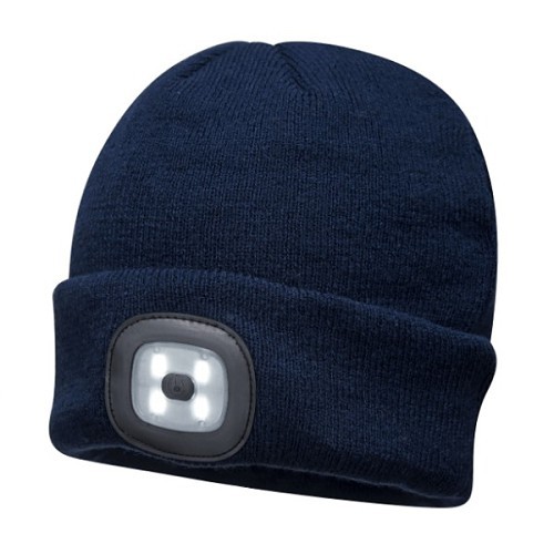 PORTWEST Bizflame B029NAR LED Head Light Beanie, Led Bulb, 100% Acrylic, Knit Housing, 150 Lumens, Navy