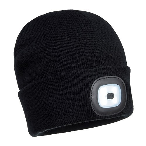 PORTWEST PORB029BLK Rechargeable Beanie with Headlamp, 150 Lumens, Black