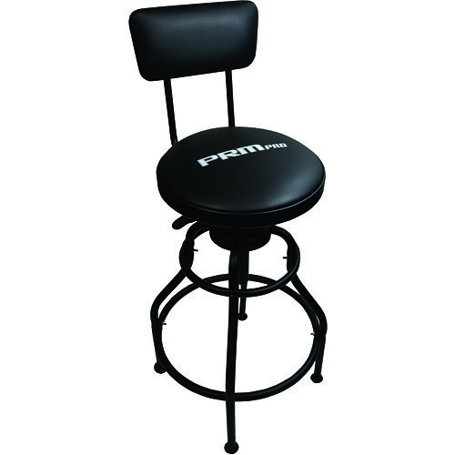 PRM Pro® RZ457000 Shop Stool with Back Support, 38 - 43 in Overall Height, Black