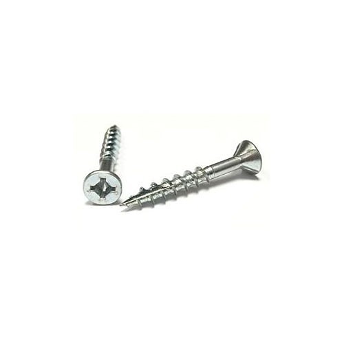 Pan American Tool Recex® BFRP08200SNZ Wood Screw, Metric, #8, 2 mm Overall Length, Flat With Nibs, Square/Phillips Drive, Zinc Plated