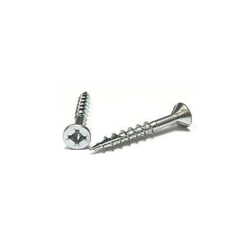 Pan American Tool Recex® BFRP08212SNZ Wood Screw, Metric, #8, 2.5 mm Overall Length, Flat With Nibs, Square/Phillips Drive, Zinc Plated