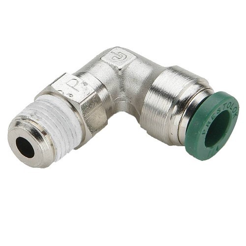 Parker Hannifin Parker® W169PLP-6-6 Brass Swivel Elbow, Tube x MNPT, 3/8 in Nominal, Push-to-Connect, Threaded, Nickel Plated Brass, NICKEL PLATED