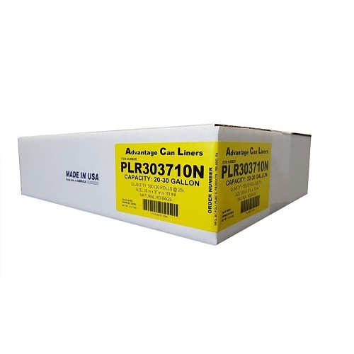 Poly Plastic Advantage Line PLR243306N Can Liner, 16 gal, 33 in Length, 24 in Width, LLDPE, Natural