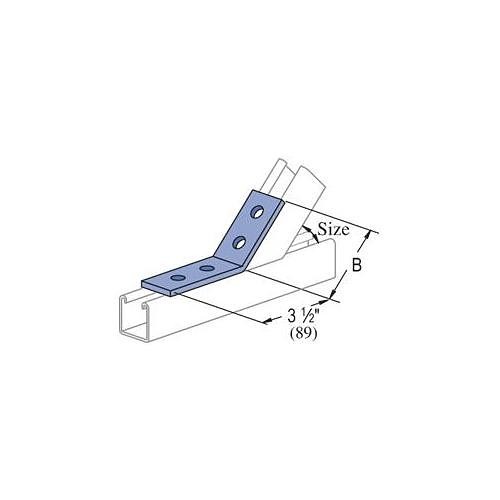 Power-Strut® PS-781-45-DEG-EG PS 781 Open Angle Connector, 4 Holes, 1-5/8 in W, 45 deg Bend, Steel