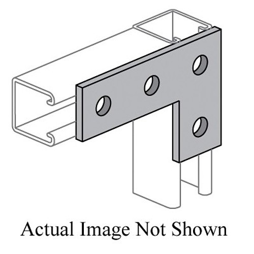 Power-Strut® PS-719-EG Flat Angle Plate, 4 Holes, 3-1/2 in L x 5-3/8 in W x 1/4 in THK, Steel