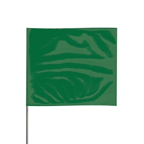Presco® 4521G Ground Marking Flag, 4 in Height, 5 in Width, 21 in Overall Length, Green, High-Carbon Alloy Steel Wire Staff, Vinyl Flag