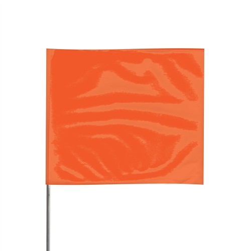 Presco® 4521O Ground Marking Flag, 4 in Height, 5 in Width, 21 in Overall Length, Orange, High-Carbon Alloy Steel Wire Staff, Vinyl Flag