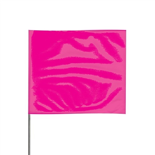 Presco® 4521PG Ground Marking Flag, 4 in Height, 5 in Width, 21 in Overall Length, Pink, High-Carbon Alloy Steel Wire Staff, Vinyl Flag