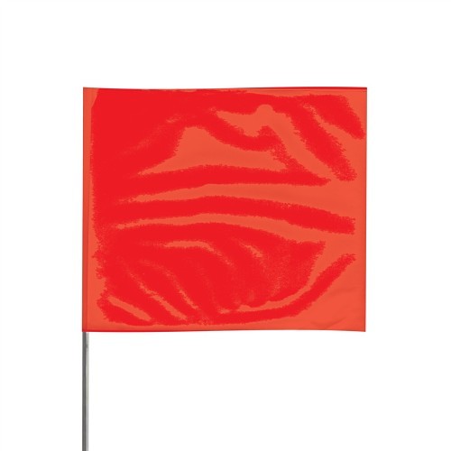 Presco® 4521R Ground Marking Flag, 4 in Height, 5 in Width, 21 in Overall Length, Red, High-Carbon Alloy Steel Wire Staff, Vinyl Flag