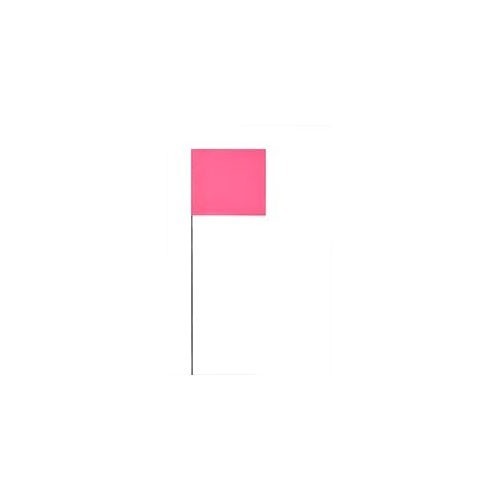 Presco® 4524PG Ground Marking Flag, 4 in Height, 5 in Width, 24 in Overall Length, Pink, High-Carbon Alloy Steel Wire Staff, Vinyl Flag