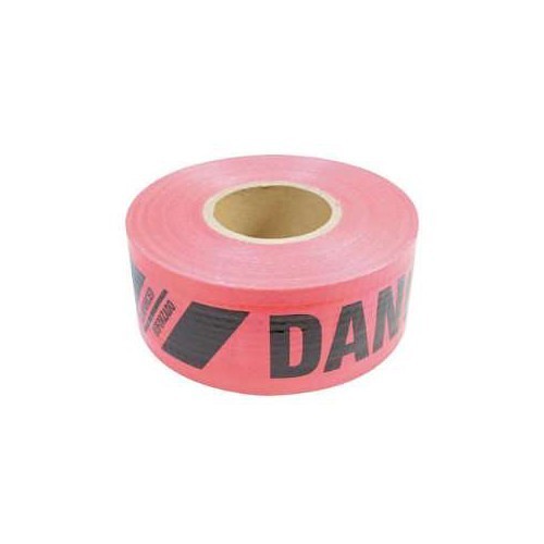 Presco® 764-SBR35XR174 Reinforced Barricade Tape, Red, 500 ft Length, 3 in Width, Danger/peligro(Black) Legend, Polyethylene/Polyester