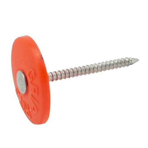 Cap Nail, 1-1/4 in Length, Plastic/Steel, 12, Galvanized