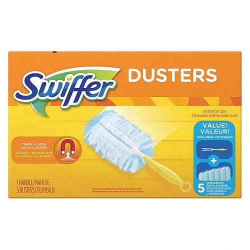 Procter & Gamble Swiffer® 11804 Duster Starter Kit:, 7-3/4 in Length, 7-3/4 in Width, Fiber Head, Plastic Handle