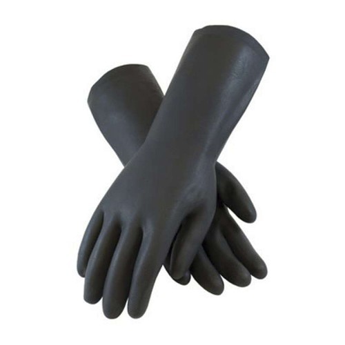 Assurance® 52-3665-L Chemical-Resistant Gloves, Large, #9, Neoprene, Black, Flock, 12.6 in Length, Resists: Acid, Abrasion, Caustic, Cut, Oil, Puncture, Solvent and Tear, Unsupported Support Type, Straight Cuff, 28 mil Thickness, Raised Diamond
