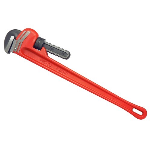 Proto® J824HD Heavy Duty Straight Pipe Wrench, 24 in L, Floating Hook Jaw, Cast Iron Handle, Federal GGG-W-00651D