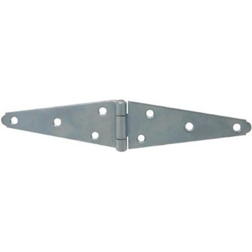 Strap Hinge, Heavy Duty, Zinc Plated Steel, 4 Holes per Leaf, 10 in Overall Height