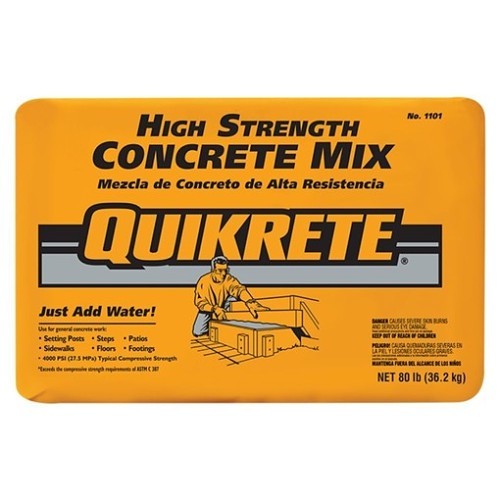 QUIKRETE® 110180 Concrete Mix, 80 lb, Bag, 0.6 cu-ft Coverage, Gray/Brown