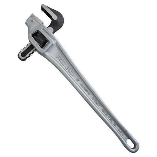 RIDGID® 632-31125 Offset Pipe Wrench, 2-1/2 in, 18 in Overall Length, Narrow hook Jaw, Aluminum Handle