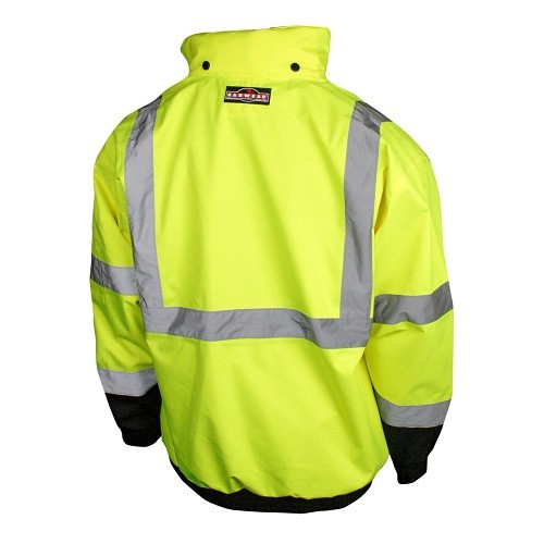 Radians® CrossFire® RADSJ210B2X/LOGO/ROGERS Bomber Jacket, Black/Hi-Viz Green, Polyester, 50-52 in Chest, Resists: Water, Specifications Met: ANSI/ISEA 107-2010 Class 3, 2X-Large