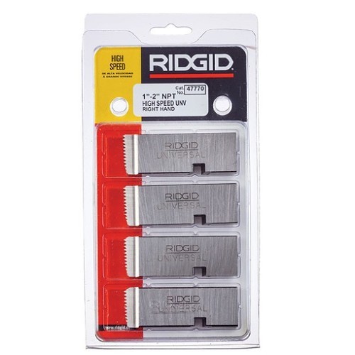 RIDGID® 47770 Pipe Die Set, 1 to 2 in Conduit/Pipe, 1-2-11-1/2 NPT Thread, Right Hand Thread, 4 Pieces