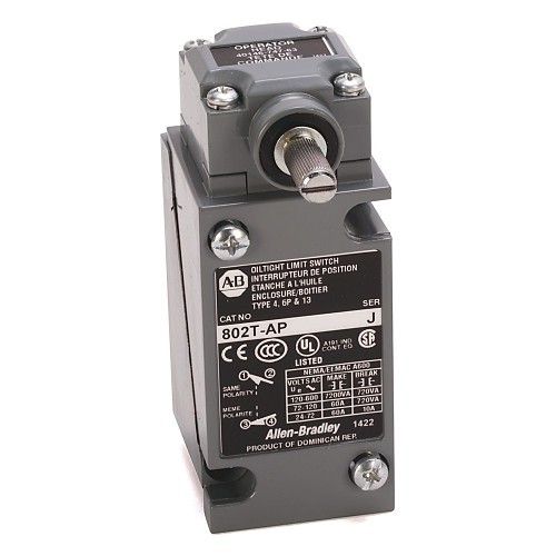 Rockwell Automation Allen-Bradley 802T-APN Limit Switch, 120 VAC, 10 A, Rotary Lever Arm, 1 NO - 1 NC, 1 Pole