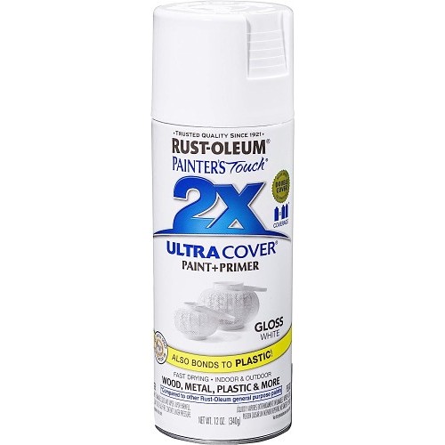 Rust-Oleum 249090 Painter's Touch 2X Ultra Cover Spray Paint, 12 oz, Gloss White