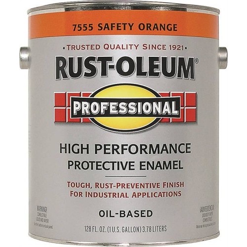 Rust-Oleum® 8869265 Enamel Paint, 1 gal, Liquid, Safety Orange, 230-390 sq-ft/can Coverage, 2-4 hr Curing