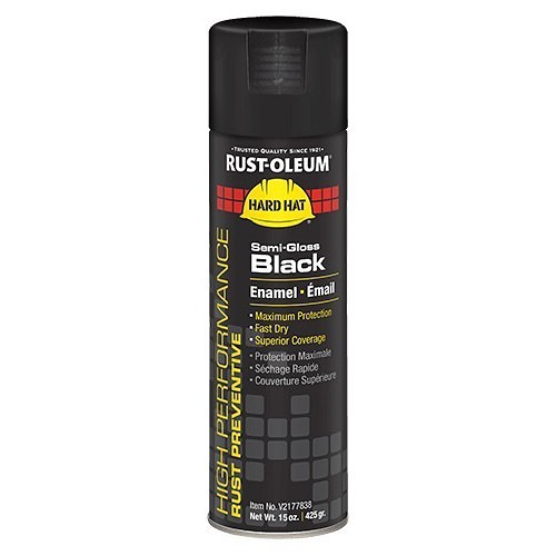 Rust-Oleum® V2177838 Enamel Spray Paint, 15 oz, Liquid, Semi-Gloss Black, 20 min Curing