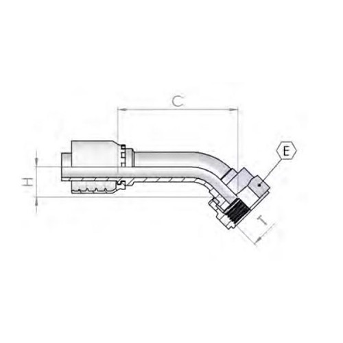Inter Pump Fluid Solutions S250G06-11 Swept Elbow, 1/4 in x 4 mm Hose, ORFS Female, 51 mm Cutoff Allowance