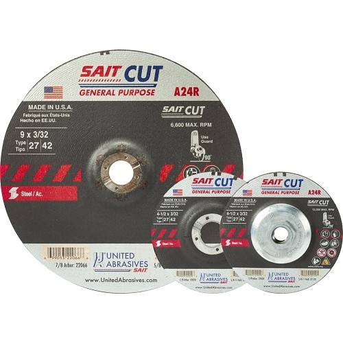 SAIT® 22045 Cut-Off Wheel, 6 in Wheel Dia, 1/8 in Wheel Thickness, 7/8 in Center Hole, 24 Grit, Aluminum oxide Abrasive