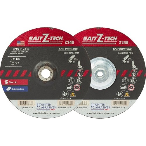 SAIT® 22632 Grinding Wheel, 5 in Wheel Dia, 1/8 in Wheel Thickness, 24 Grit, Zirconium Grain Abrasive