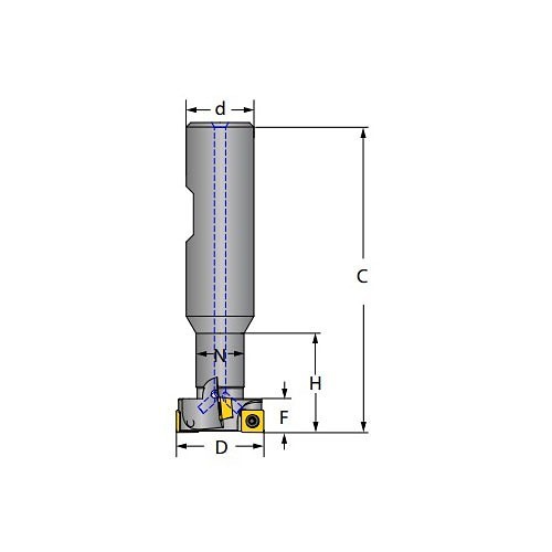 Indexable Slotting Cutter, 31/32 in Cutting Dia
