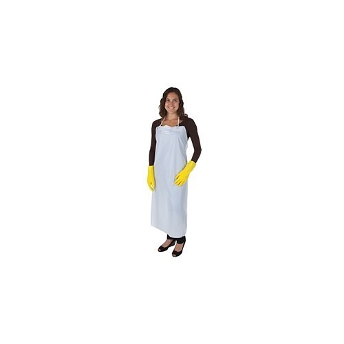 Safety Supply America SSA-VA6WH Apron, Vinyl, 45 in Length, 35 in Width, Raw Edge String Ties Closure, White