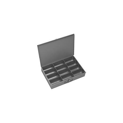 Sarjo FK70160 Parts Box, 3 in Overall Height, 18 in Overall Width, 12 in Overall Depth, 12 Compartments, Gray Baked Enamel