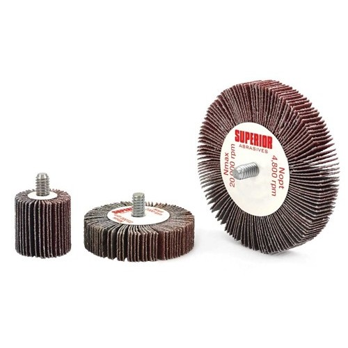 Flap Wheel, 2 in Wheel Dia, 1/2 in Face Width, 1/4 in Shank Dia, 60 Grit, Aluminum Oxide Abrasive