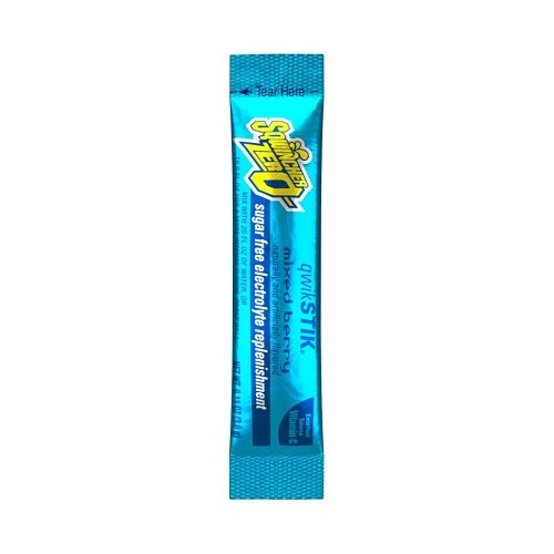 Sqwincher® Qwik Stik® ZERO 159060101, Mixed Berry Flavor Sports Drink Mix, 0.11 oz, Packet, 20 oz Yield, Powder Concentrate, Sugar Free