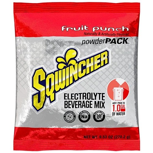 Sqwincher® 159016005, Fruit Punch Flavor Sports Drink Mix, 9.5 oz, Packet, 1 gal Yield, Powder Concentrate