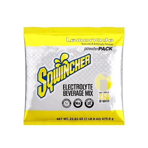Sqwincher® 159016040 PowderPack Sports Drink Mix, Lemonade, Powder Mix, 2.5 gal Yield