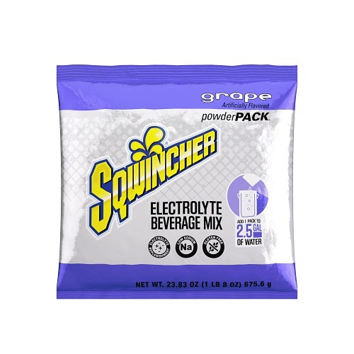 Sqwincher® 159016046 PowderPack Sports Drink Mix, Grape, Powder Mix, 2.5 gal Yield