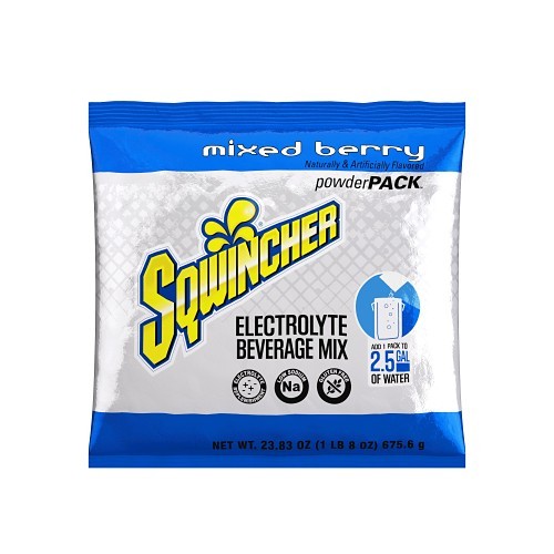 Sqwincher® 159016048 PowderPack Sports Drink Mix, Mixed Berry, Powder Mix, 2.5 gal Yield