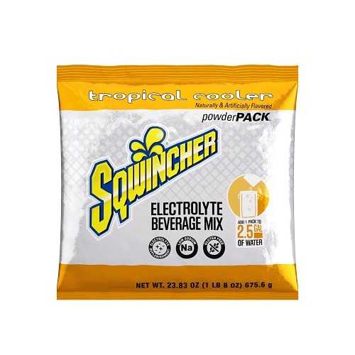 Sqwincher® 159016049 PowderPack Sports Drink Mix, Tropical Cooler, Powder Mix, 2.5 gal Yield