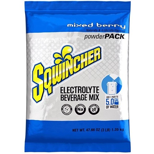 Sqwincher® 159016400, Mixed Berry Flavor Sports Drink Mix, 47.66 oz, Packet, 5 gal Yield, Powder Concentrate