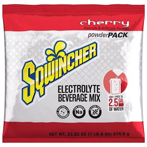 Sqwincher® 159016401, Cherry Flavor Sports Drink Mix, 23.83 oz, Packet, 2.5 gal Yield, Powder Concentrate