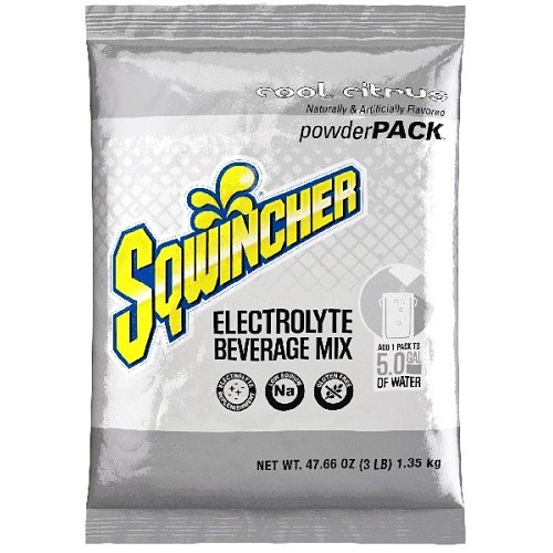 Sqwincher® 159016402, Cool Citrus Sports Drink Mix, 47.66 oz, Packet, 5 gal Yield, Powder Concentrate Flavor