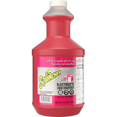 Sqwincher®  159030319, Strawberry Lemonade Flavor Sports Drink Mix, 64 oz, Bottle, 5 gal Yield, Liquid Concentrate