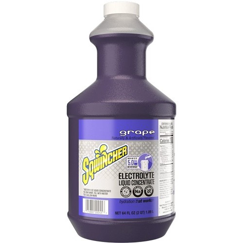 Sqwincher® 159030322, Grape Flavor Sports Drink Mix, 64 oz, Bottle, 5 gal Yield, Liquid Concentrate