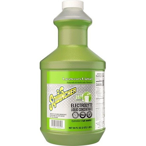 Sqwincher® 159030328, Lemon-Lime Flavor Sports Drink Mix, 64 oz, Bottle, 5 gal Yield, Liquid Concentrate
