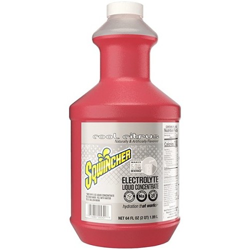Sqwincher® 159030330, Cool Citrus Flavor Sports Drink Mix, 64 oz Bottle, 5 gal Yield, Liquid Concentrate