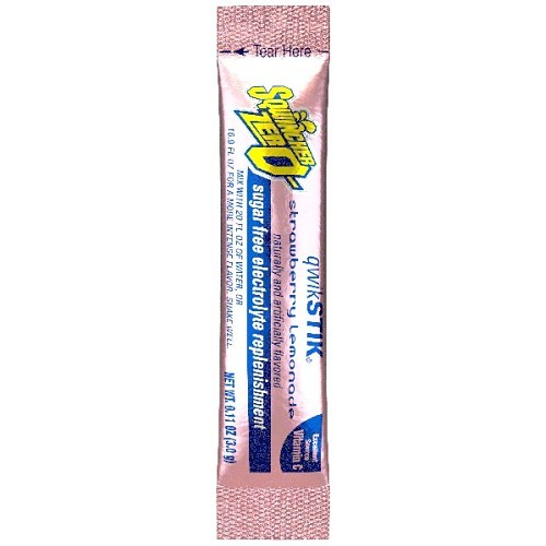 Sqwincher® Qwik Stik® ZERO 159060099, Strawberry Lemonade Flavor Sports Drink Mix, 0.11 oz, Packet, 20 oz Yield, Powder Concentrate, Sugar Free