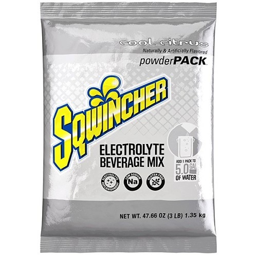 Sqwincher® 159016402, Cool Citrus Flavor Electrolyte Replenishment Drink, 47.66 oz, Packet, 5 gal Yield, Powder